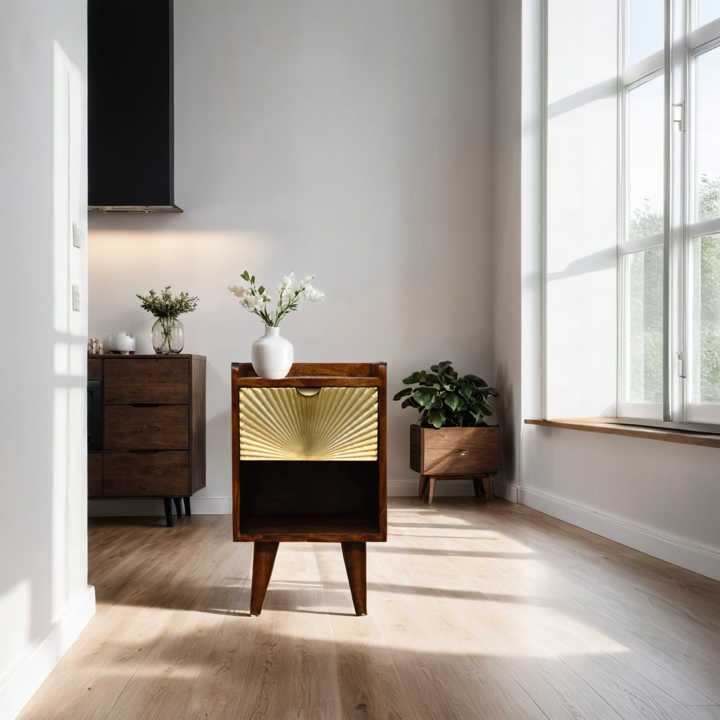 Marrakech bedside table gold - mango wood