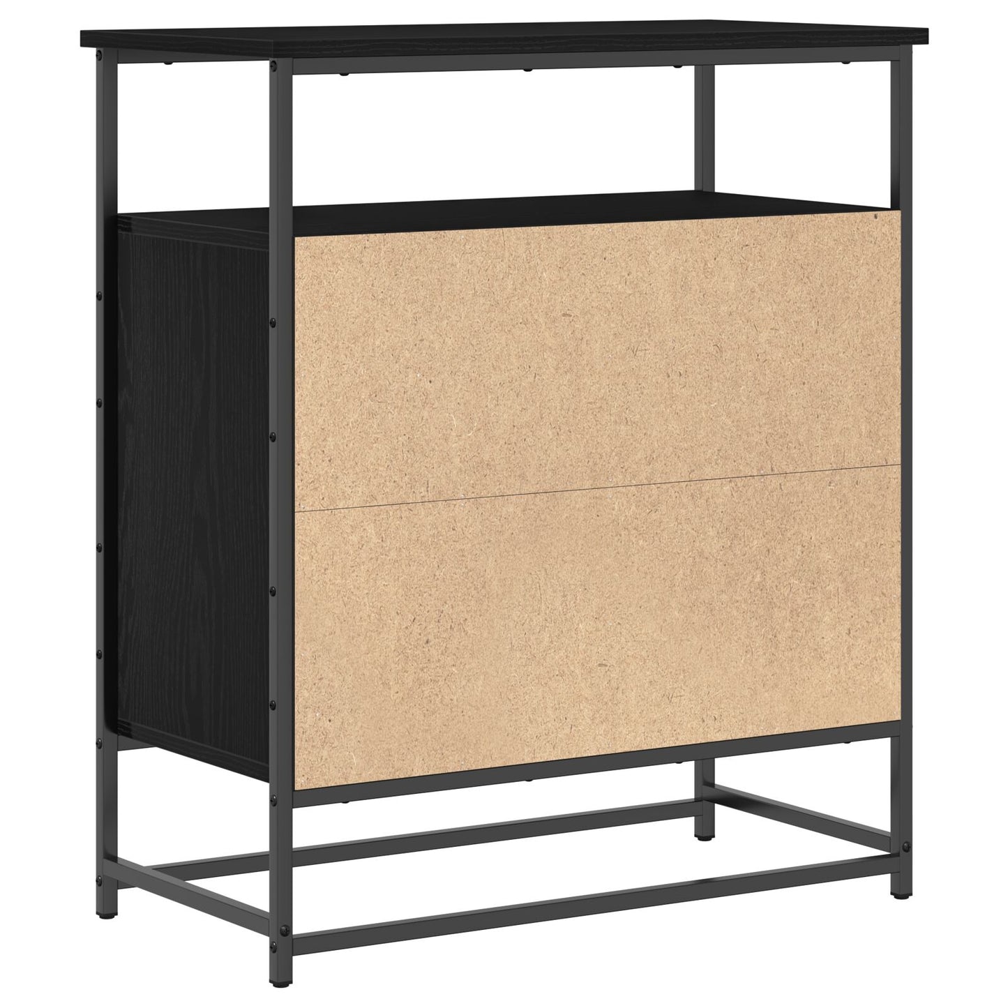 Sideboard Schwarz Eiche 69X35X80 Cm Schichtholz Und Stahl