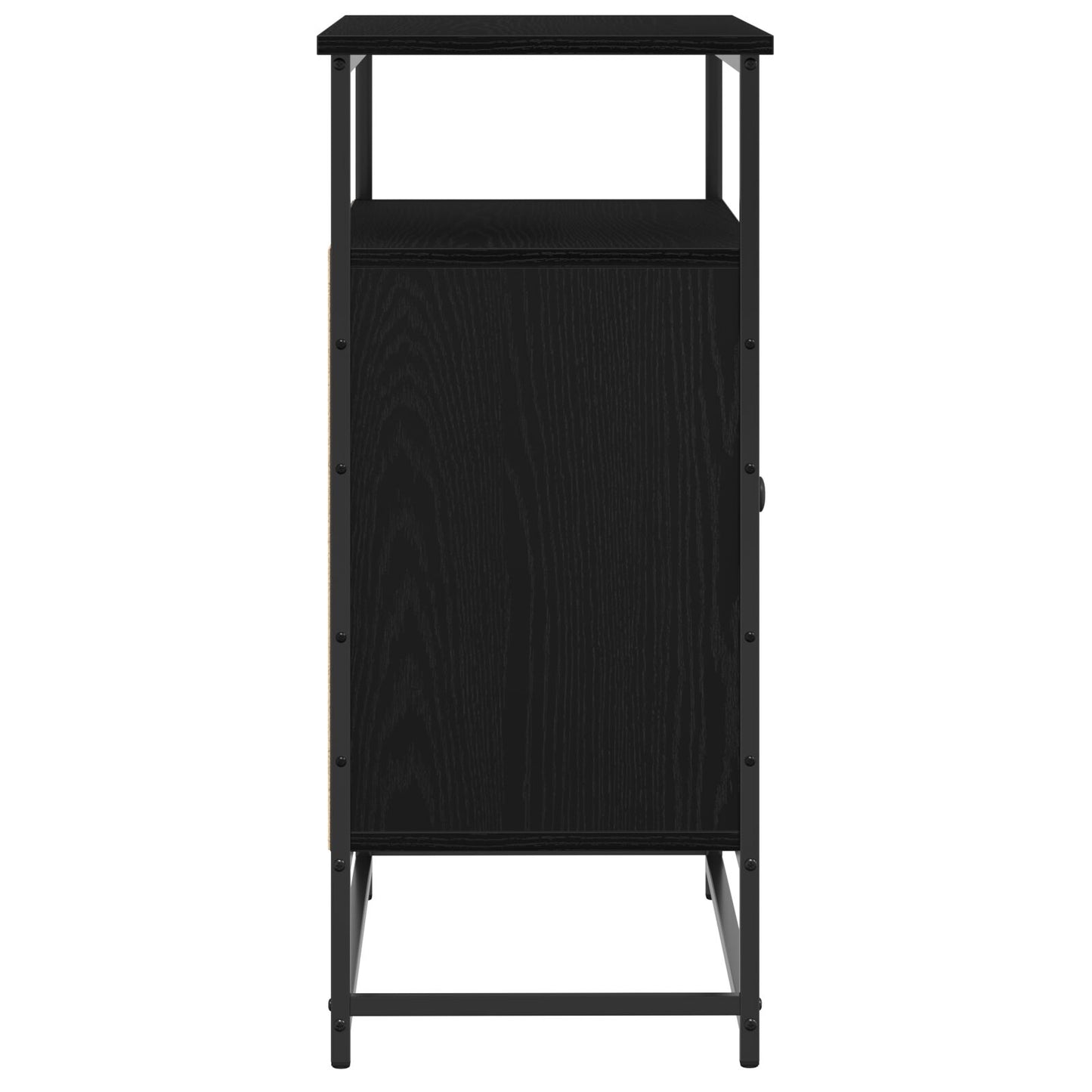 Sideboard Schwarz Eiche 69X35X80 Cm Schichtholz Und Stahl