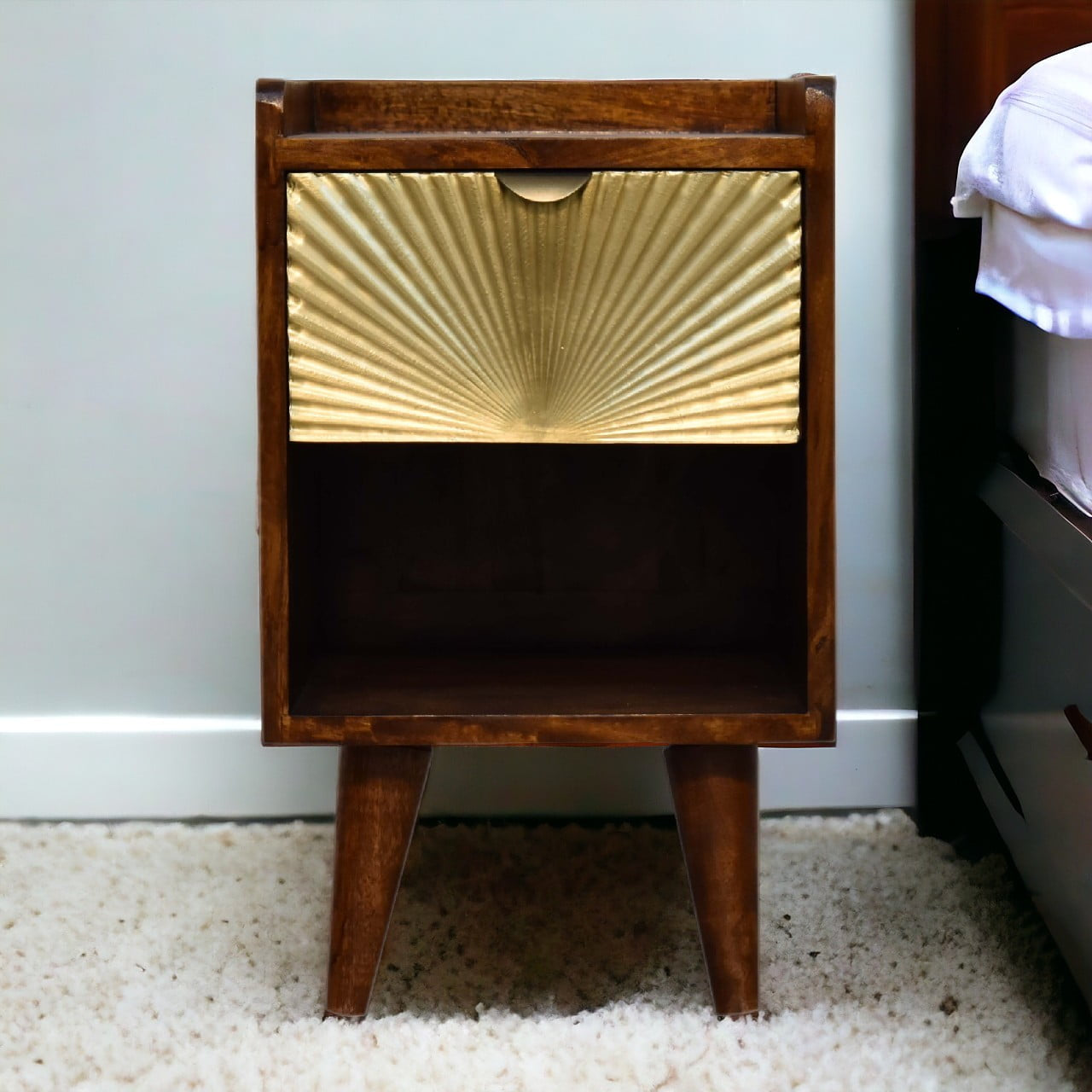 Marrakech bedside table gold - mango wood
