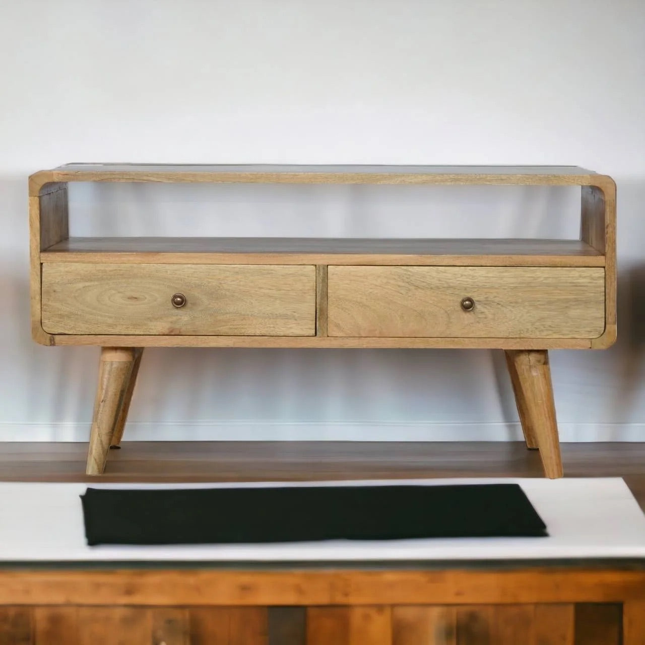Zaragoza media unit - mango wood/oak