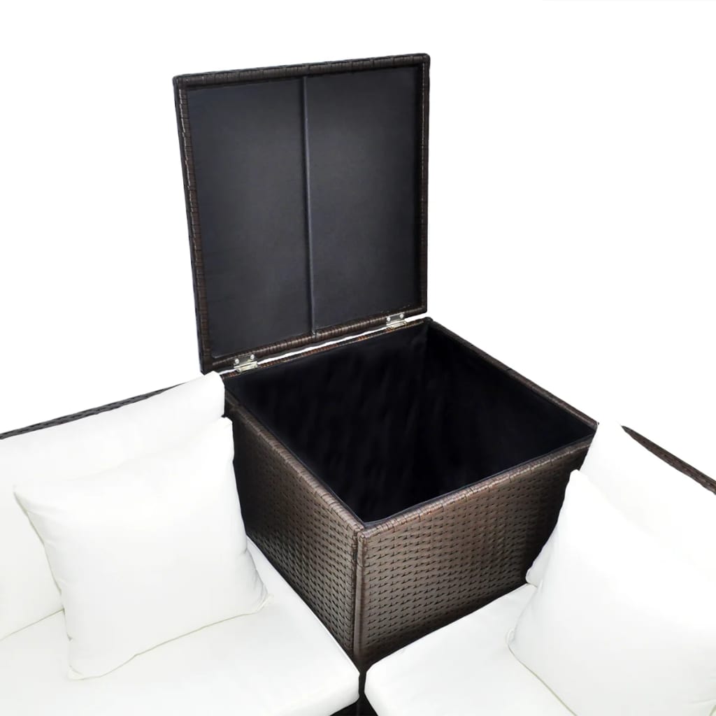 4-Tlg. Garten-Lounge-Set Mit Auflagen Poly Rattan