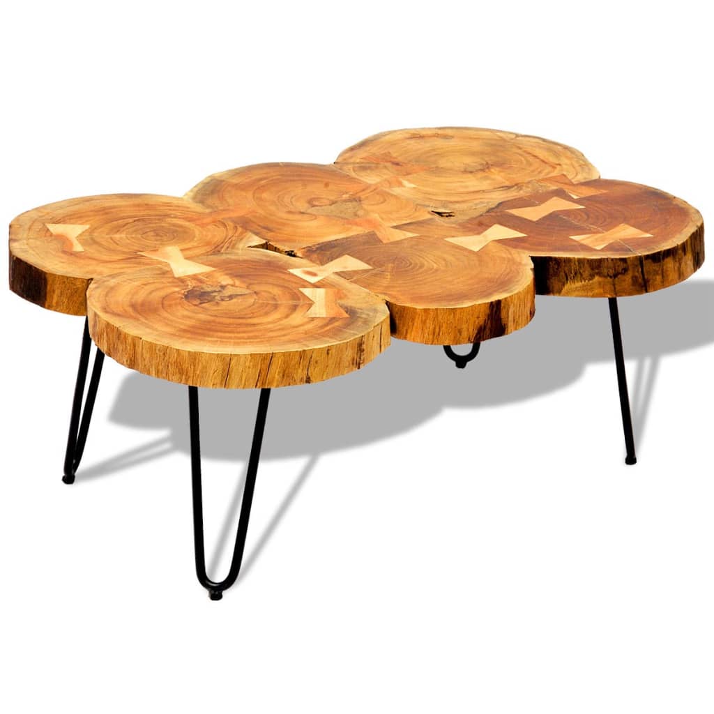 Couchtisch 36 Cm 6 Stämme Massivholz Akazie