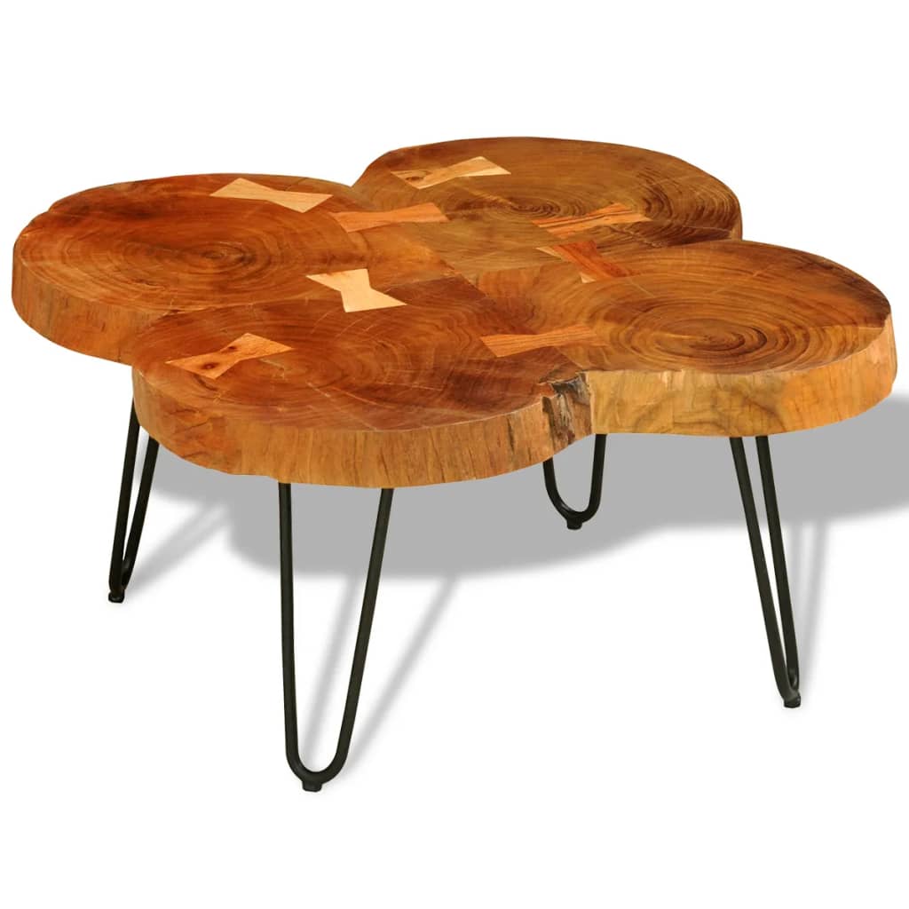 Couchtisch 36 Cm 6 Stämme Massivholz Akazie