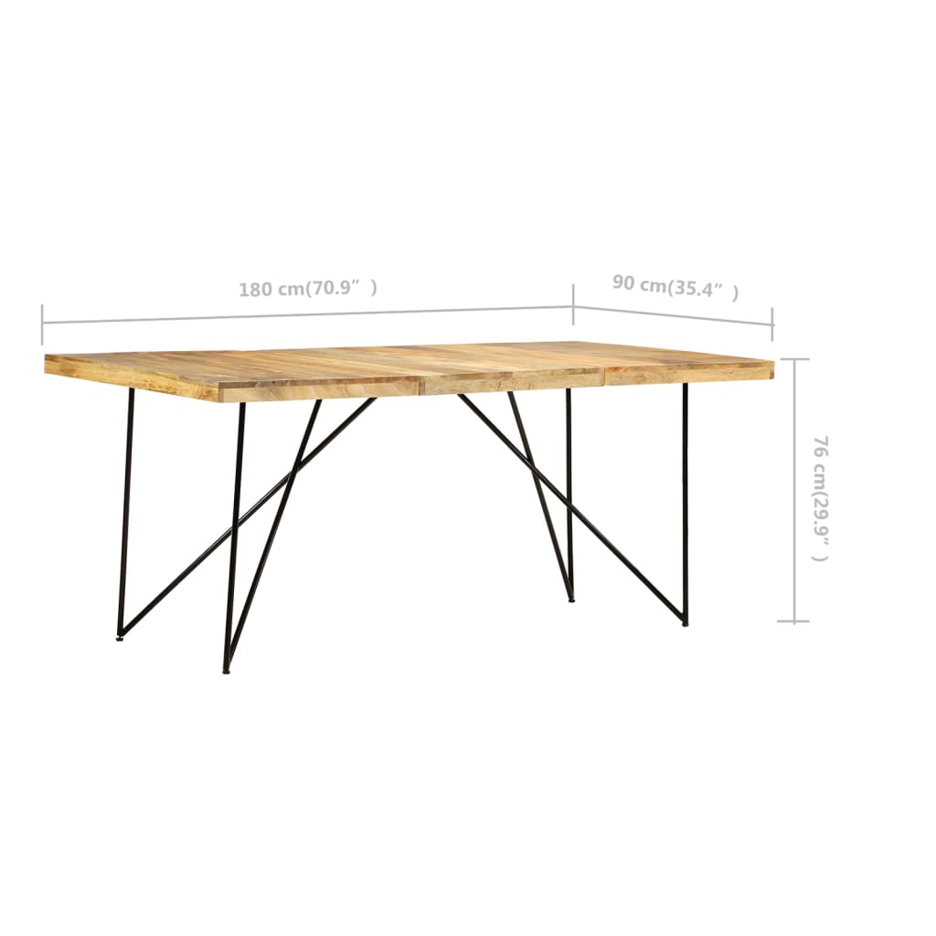 Esstisch 180×90×76 Cm Mango Massivholz