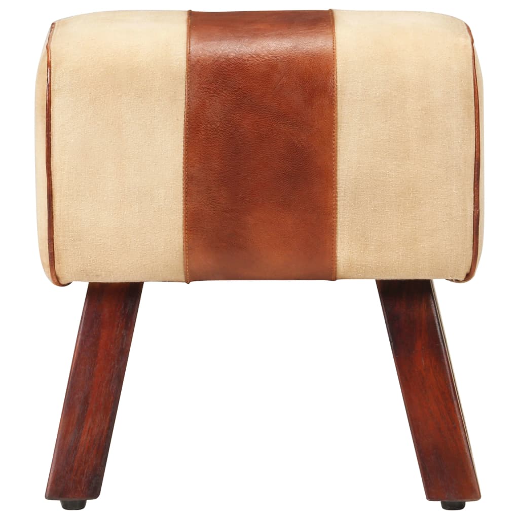 Sitzbank Turnbock-Design Braun Echtleder Massivholz Mango