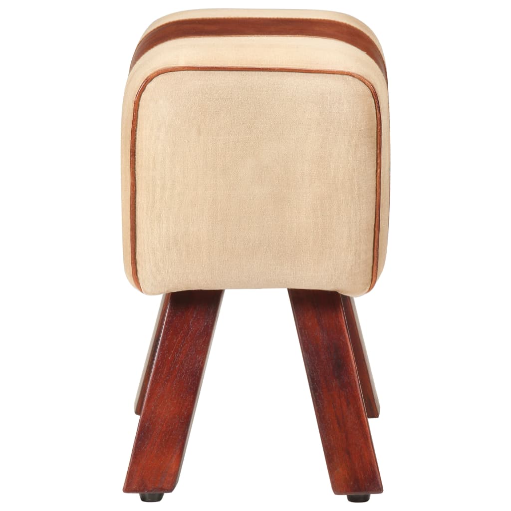 Sitzbank Turnbock-Design Braun Echtleder Massivholz Mango