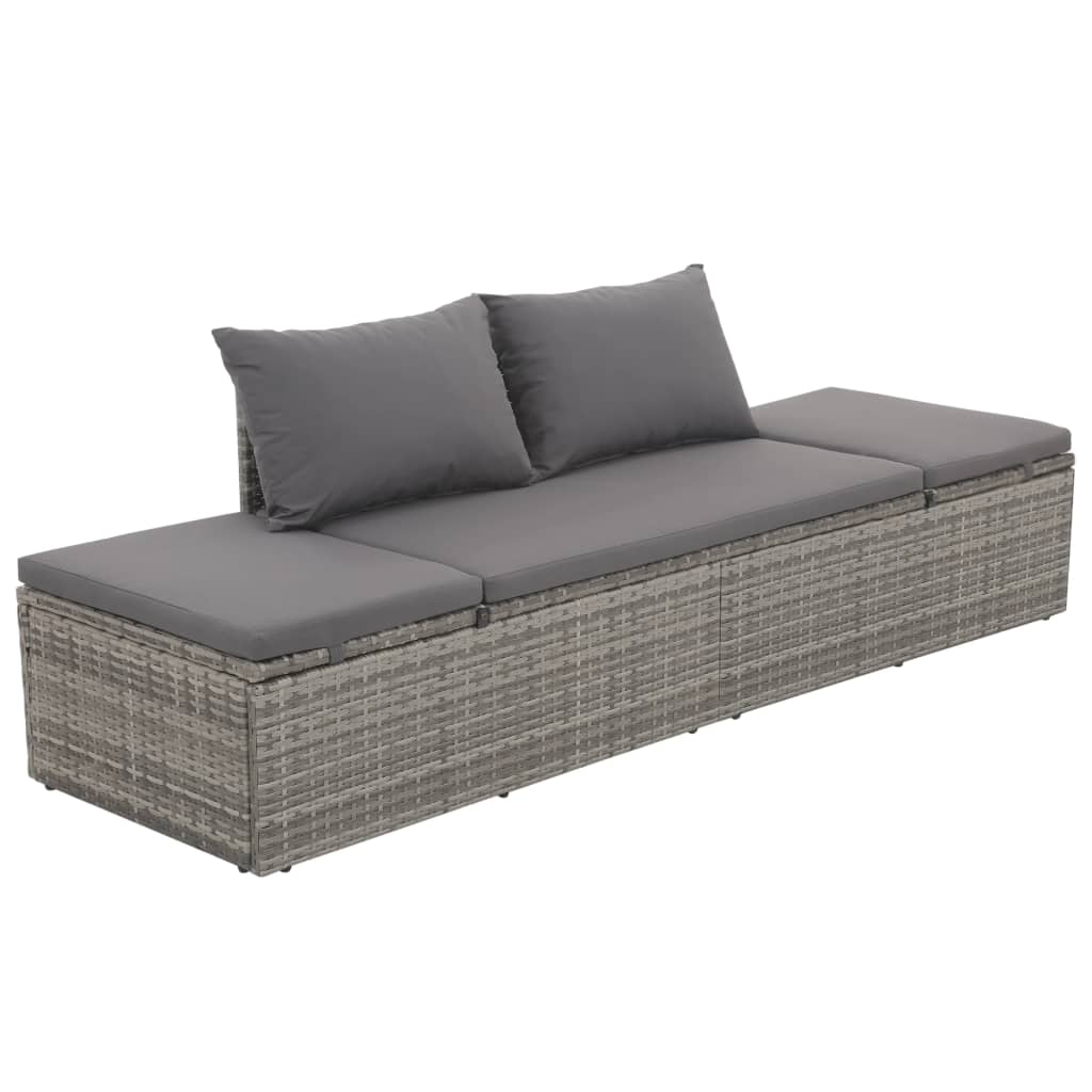 Outdoor-Lounge-Bett Mit Polster & Kissen Poly Rattan