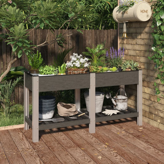 Garten-Hochbeet Mit Ablage Grau Wpc