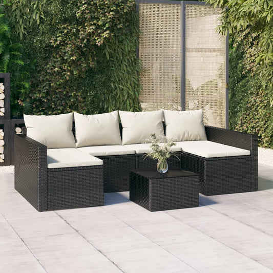 2-Tlg. Garten-Lounge-Set Mit Kissen Poly Rattan
