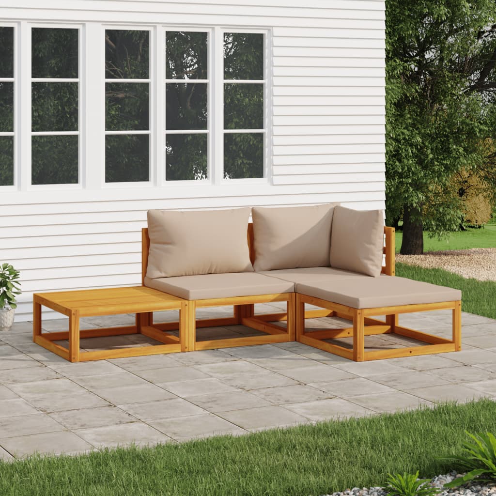 5-Tlg. Garten-Lounge-Set Mit En Kissen Massivholz