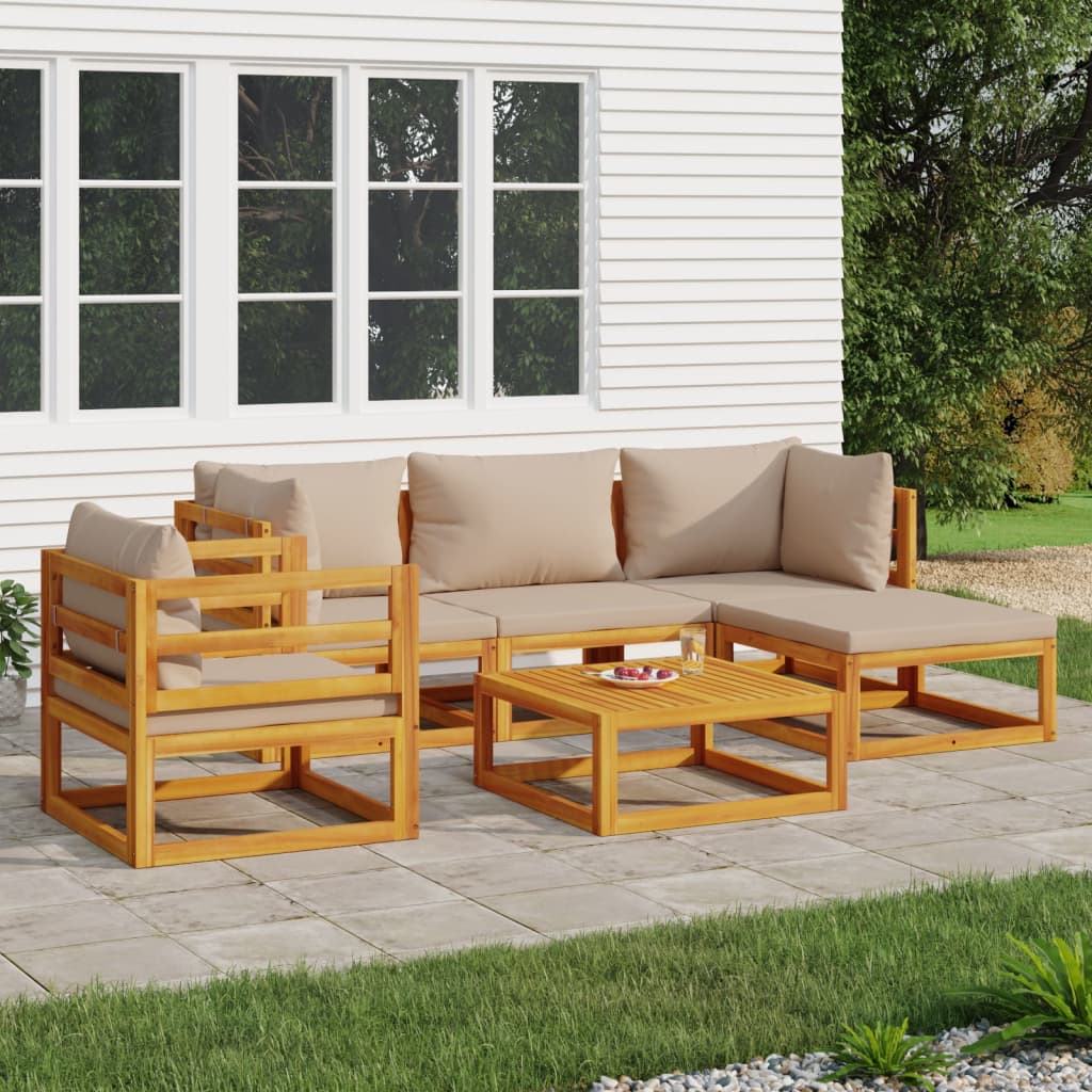 5-Tlg. Garten-Lounge-Set Mit En Kissen Massivholz