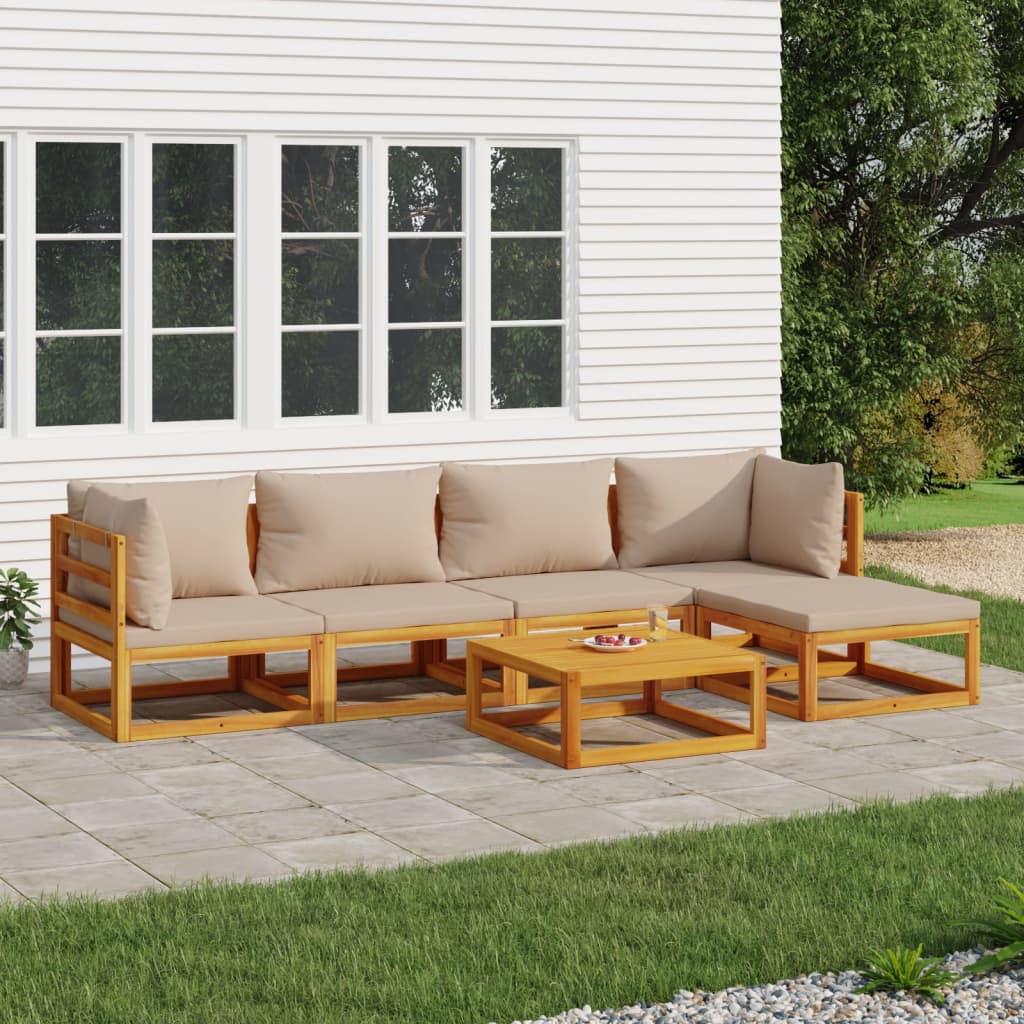 5-Tlg. Garten-Lounge-Set Mit En Kissen Massivholz