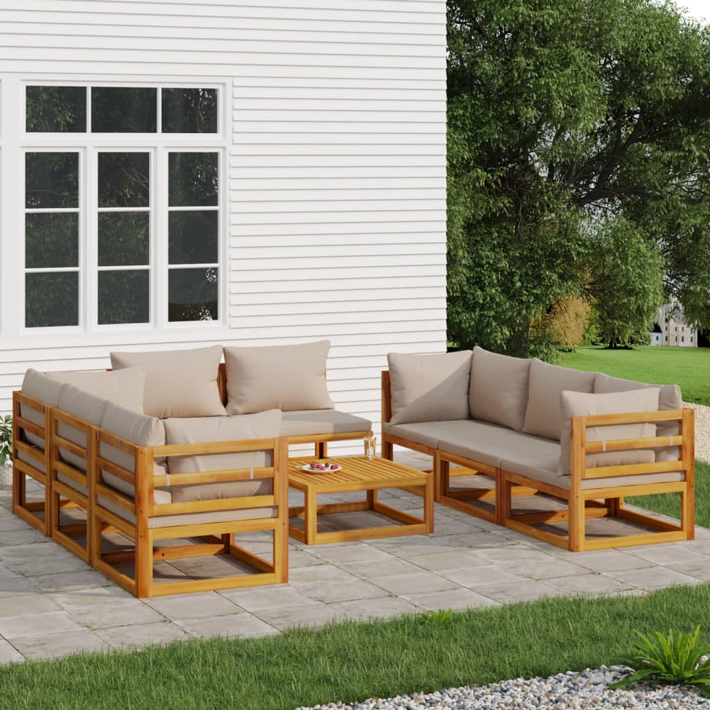 5-Tlg. Garten-Lounge-Set Mit En Kissen Massivholz