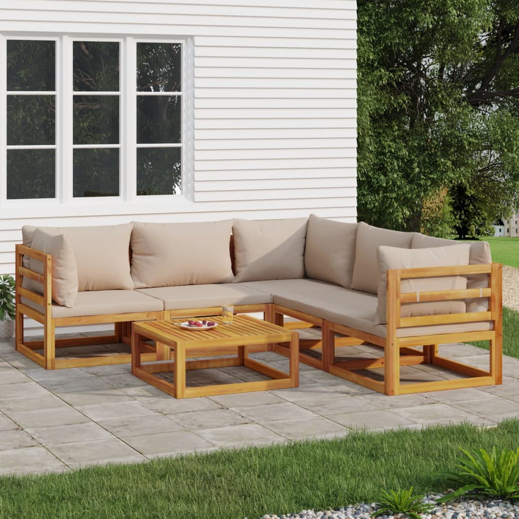 5-Tlg. Garten-Lounge-Set Mit En Kissen Massivholz