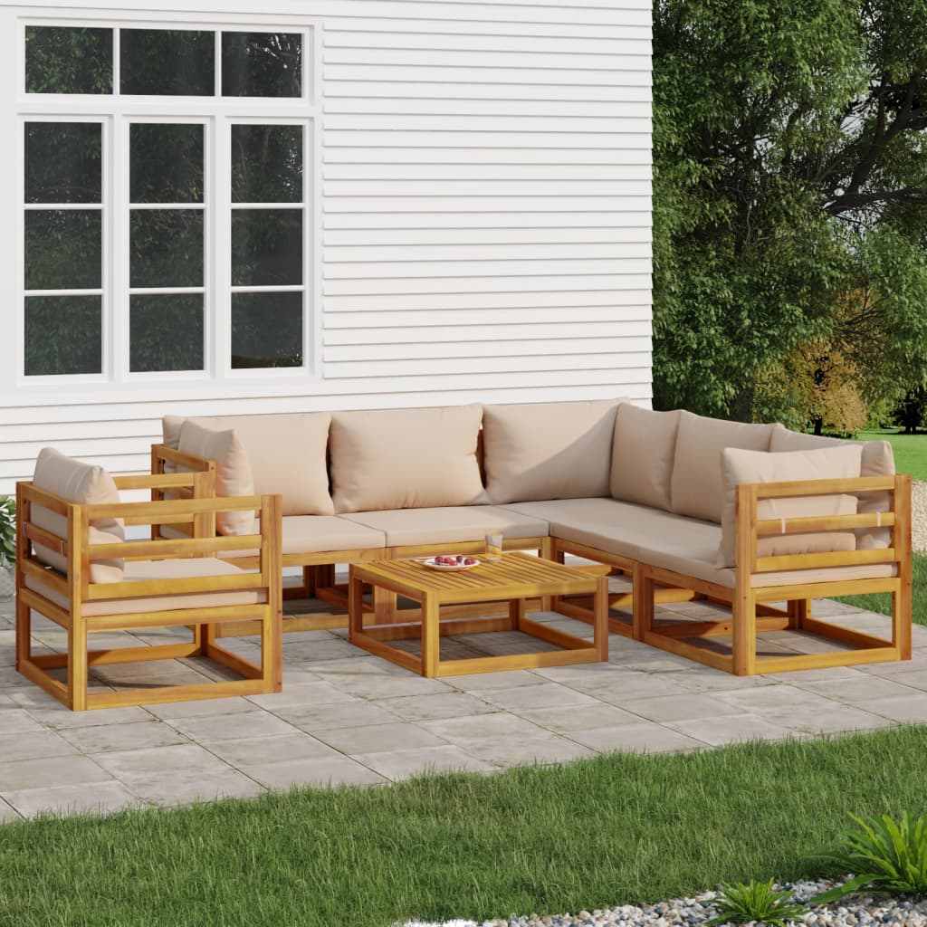 5-Tlg. Garten-Lounge-Set Mit En Kissen Massivholz