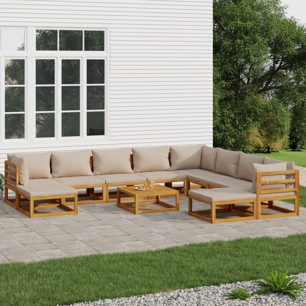 5-Tlg. Garten-Lounge-Set Mit En Kissen Massivholz