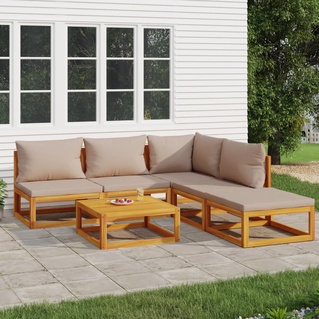 5-Tlg. Garten-Lounge-Set Mit En Kissen Massivholz