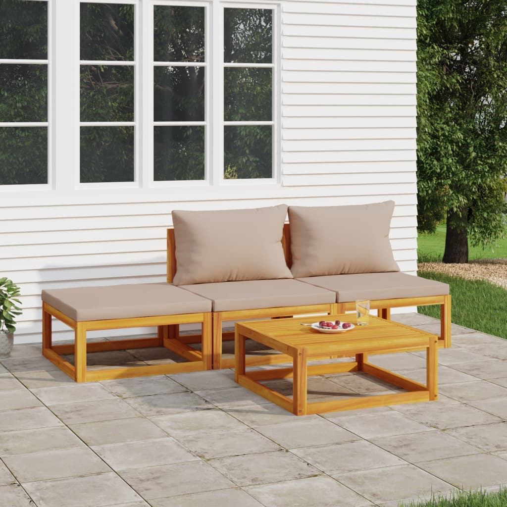 5-Tlg. Garten-Lounge-Set Mit En Kissen Massivholz