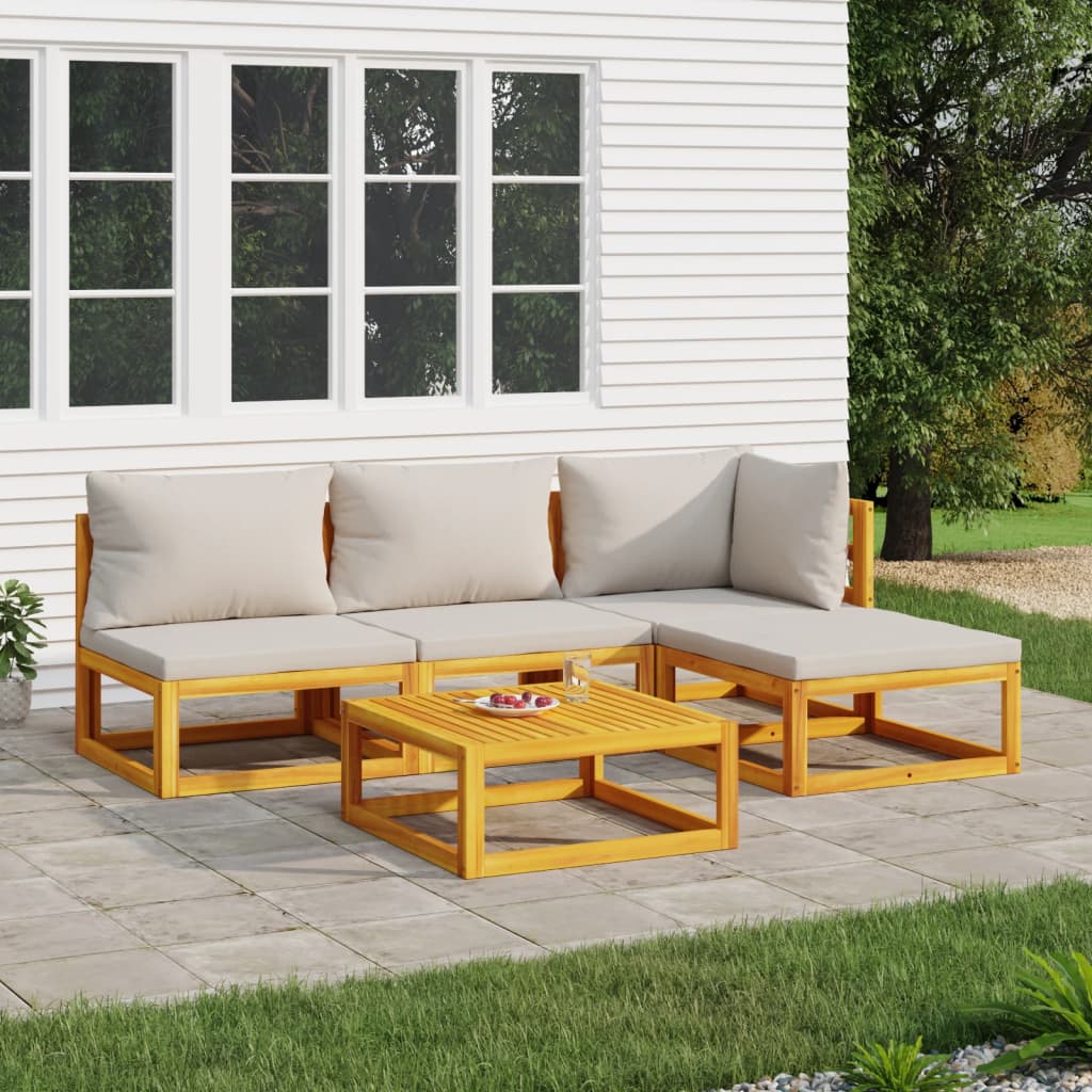 5-Tlg. Garten-Lounge-Set Mit En Kissen Massivholz