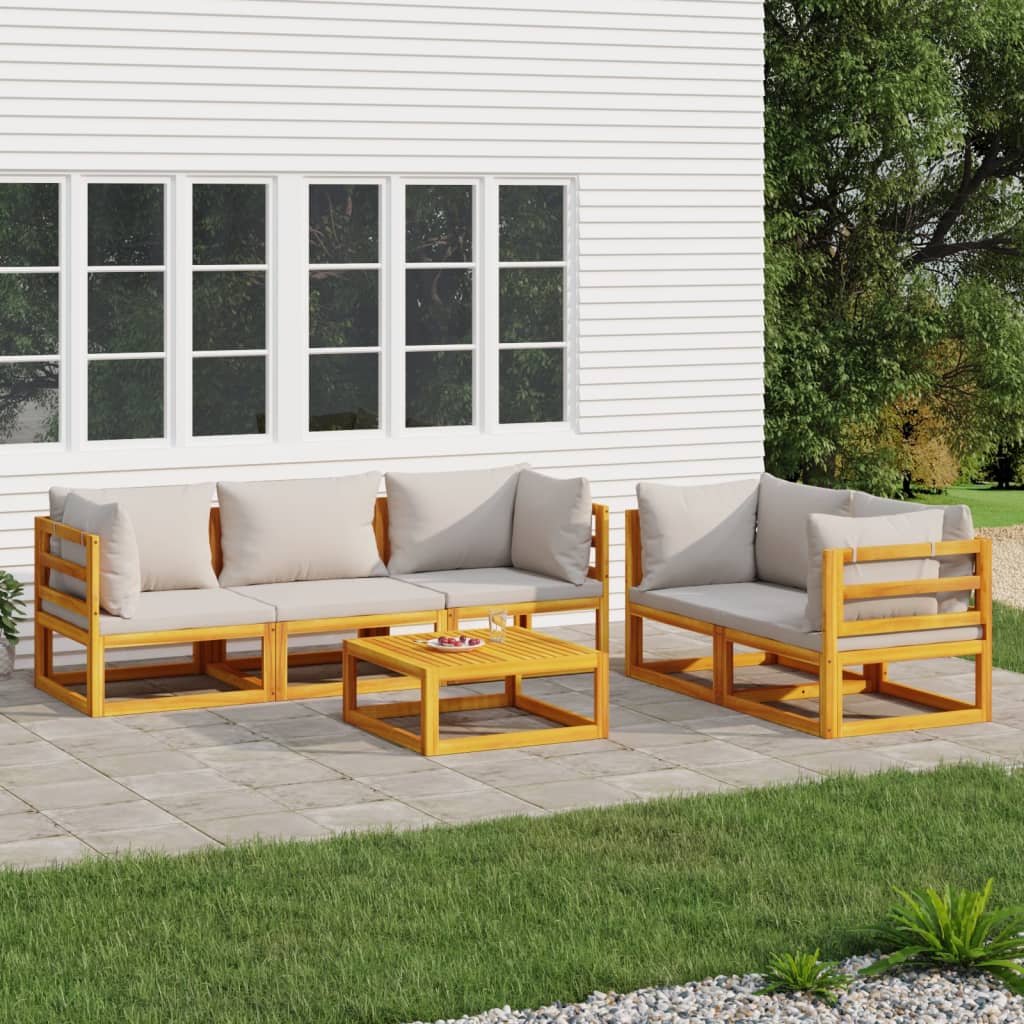 5-Tlg. Garten-Lounge-Set Mit En Kissen Massivholz