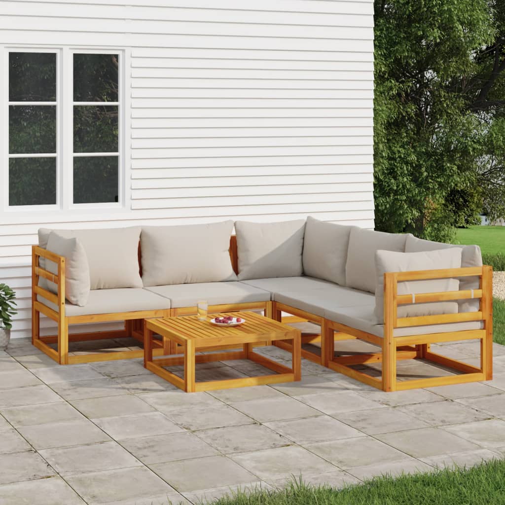5-Tlg. Garten-Lounge-Set Mit En Kissen Massivholz