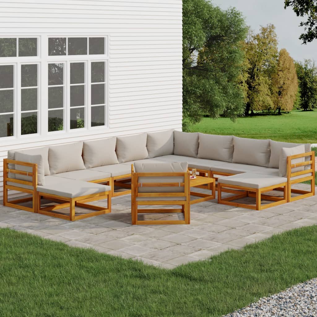 5-Tlg. Garten-Lounge-Set Mit En Kissen Massivholz