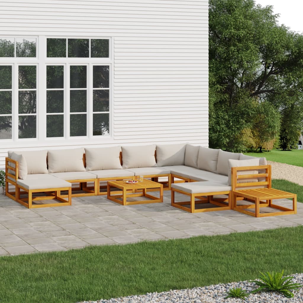 5-Tlg. Garten-Lounge-Set Mit En Kissen Massivholz
