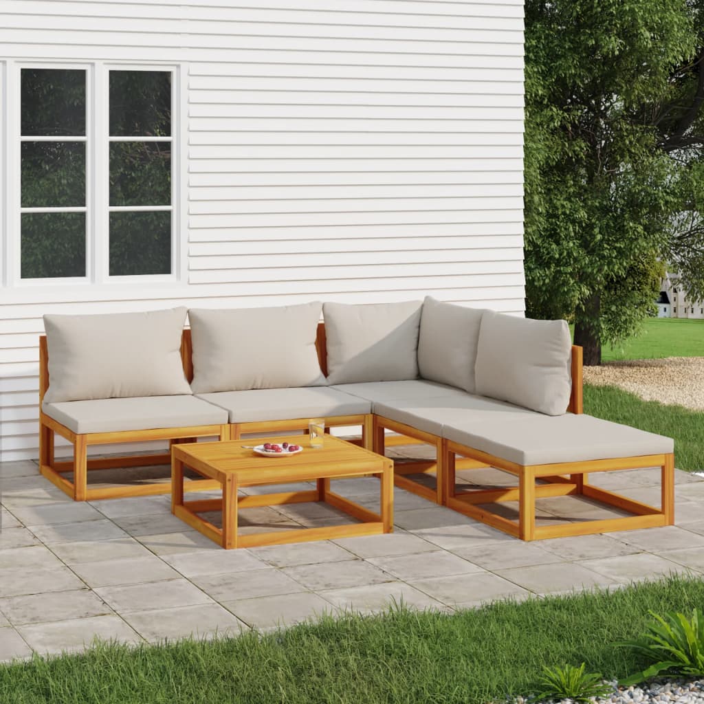 5-Tlg. Garten-Lounge-Set Mit En Kissen Massivholz