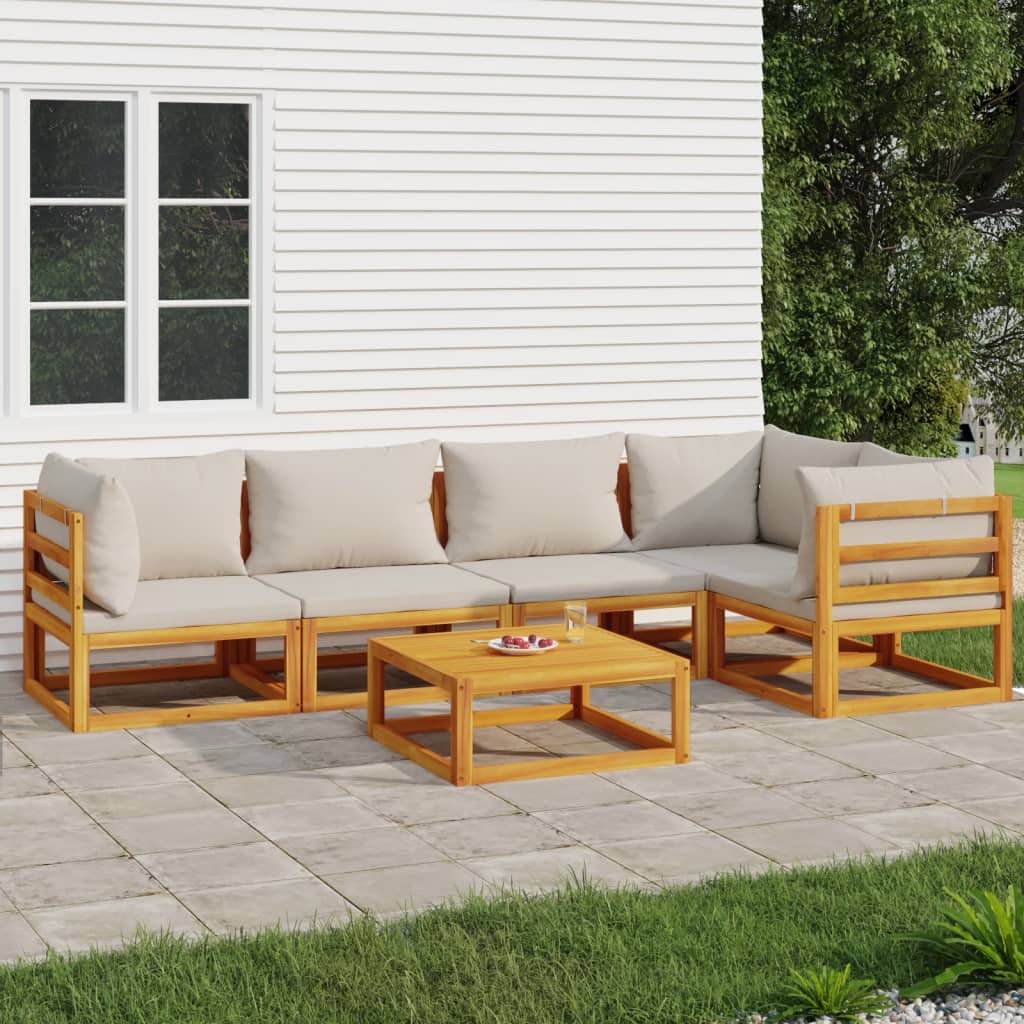 5-Tlg. Garten-Lounge-Set Mit En Kissen Massivholz