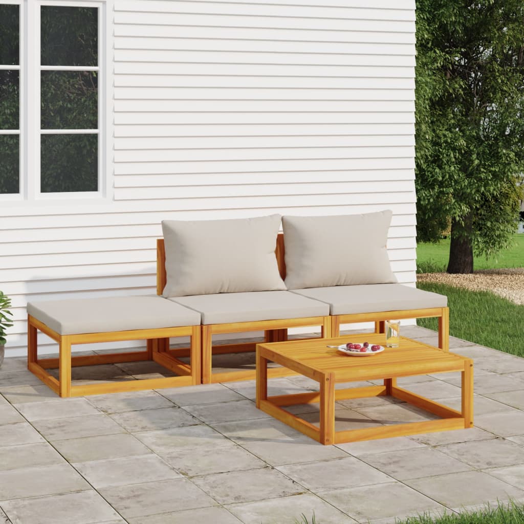 5-Tlg. Garten-Lounge-Set Mit En Kissen Massivholz