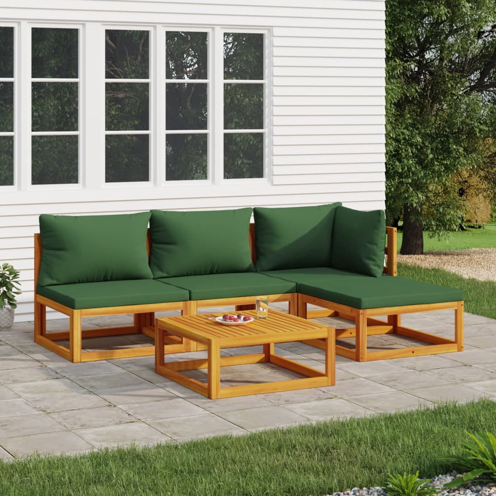 5-Tlg. Garten-Lounge-Set Mit En Kissen Massivholz