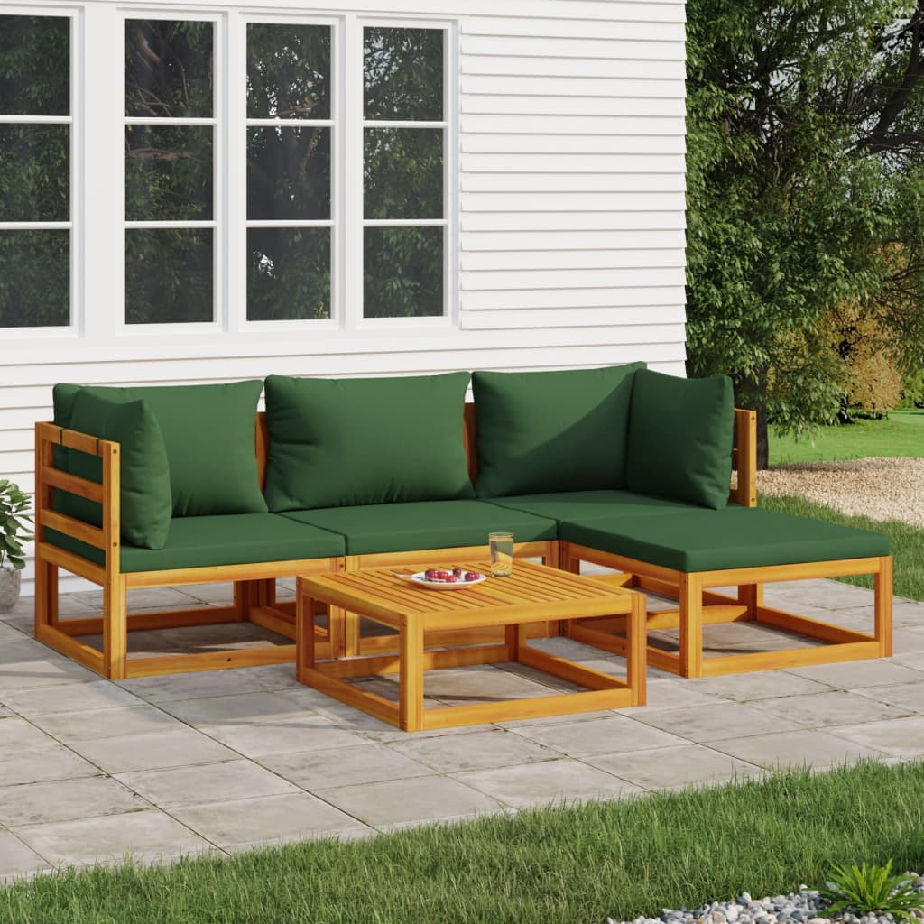 5-Tlg. Garten-Lounge-Set Mit En Kissen Massivholz