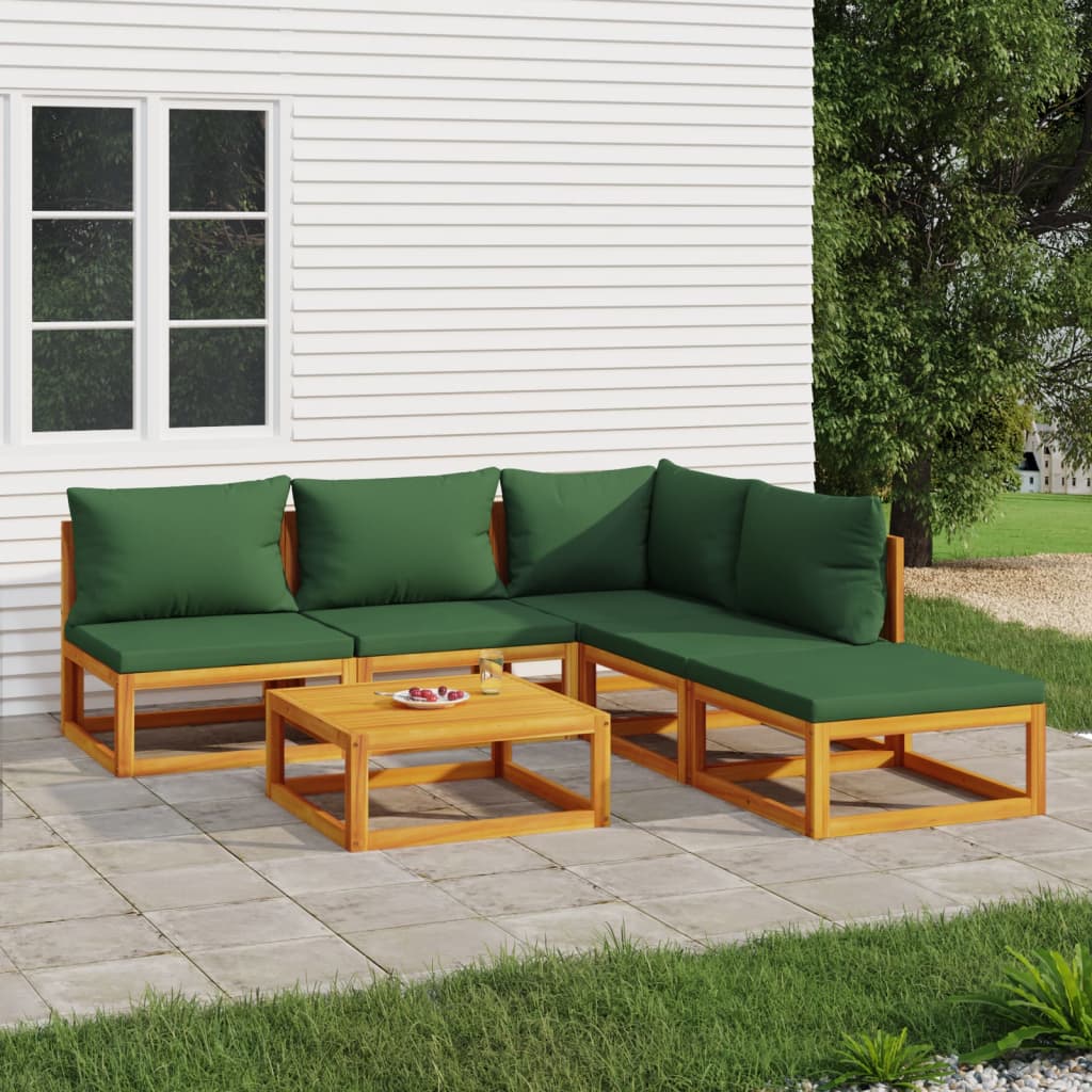 5-Tlg. Garten-Lounge-Set Mit En Kissen Massivholz