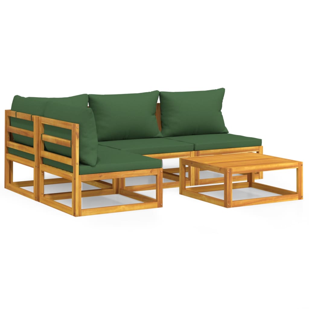 5-Tlg. Garten-Lounge-Set Mit En Kissen Massivholz