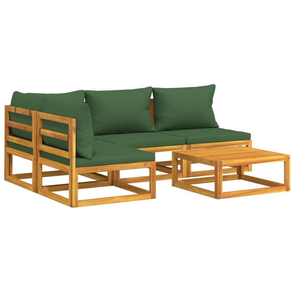 5-Tlg. Garten-Lounge-Set Mit En Kissen Massivholz