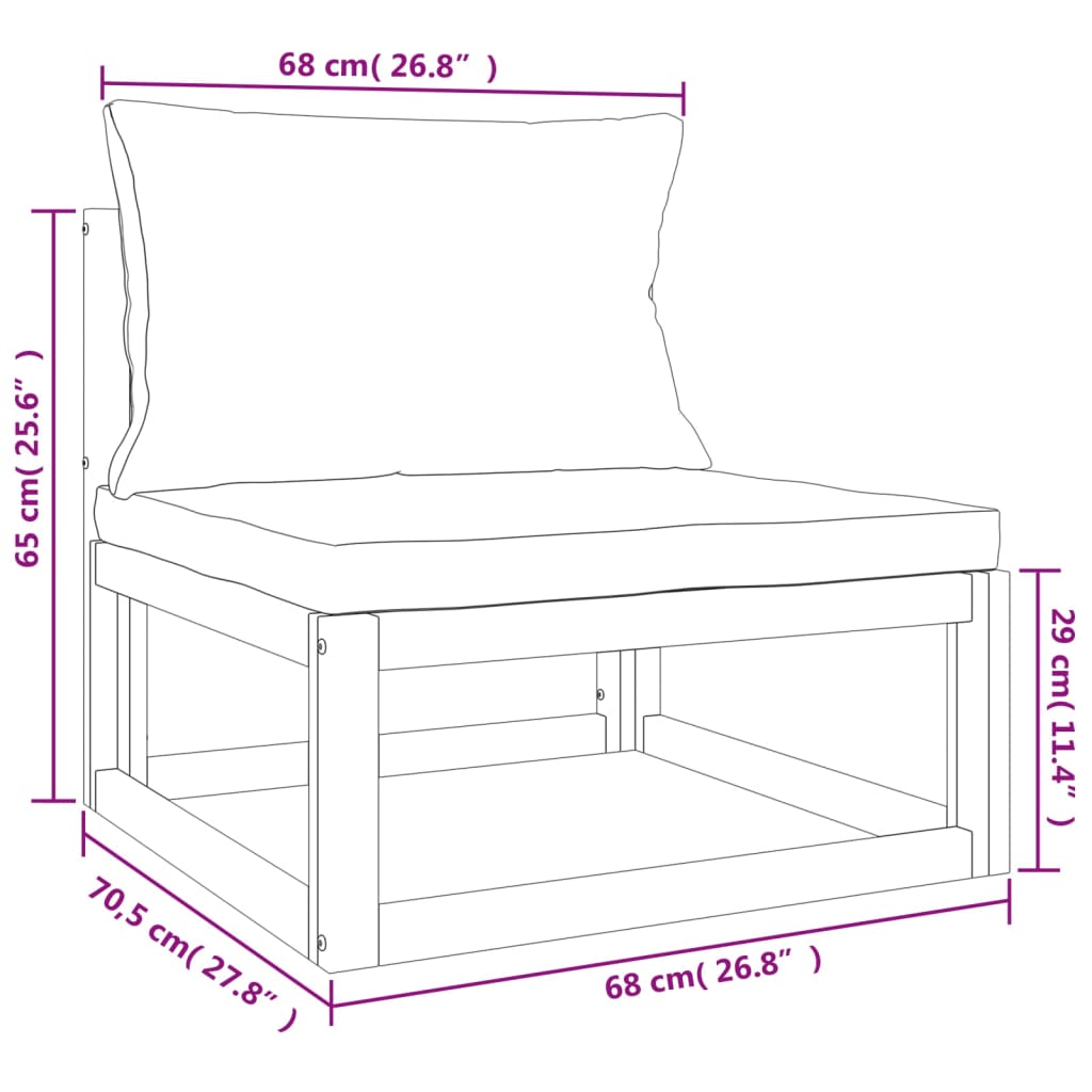 5-Tlg. Garten-Lounge-Set Mit En Kissen Massivholz