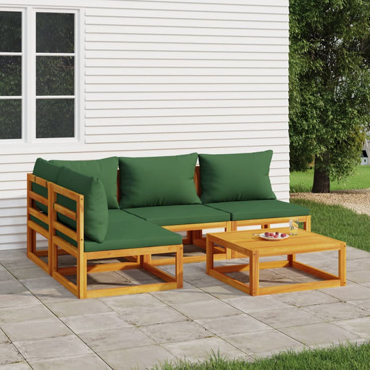 5-Tlg. Garten-Lounge-Set Mit En Kissen Massivholz