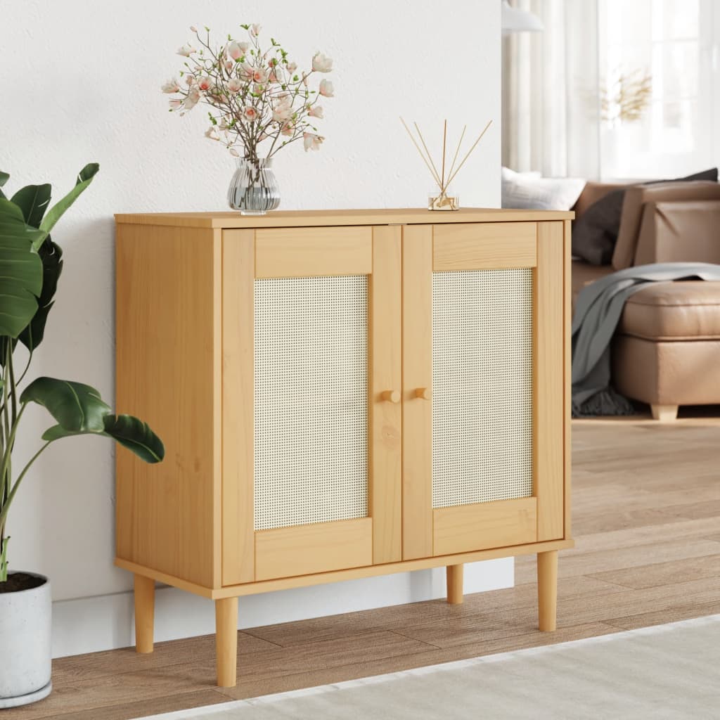 Sideboard Senja Rattan-Optik 80X35X80 Cm Kiefernholz