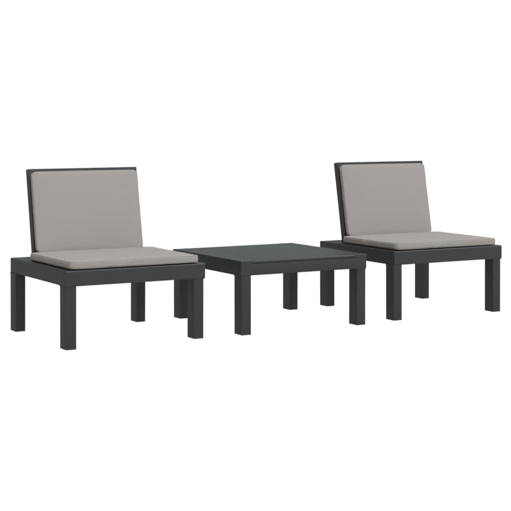 3-Tlg. Garten-Lounge-Set Mit Kissen Pp