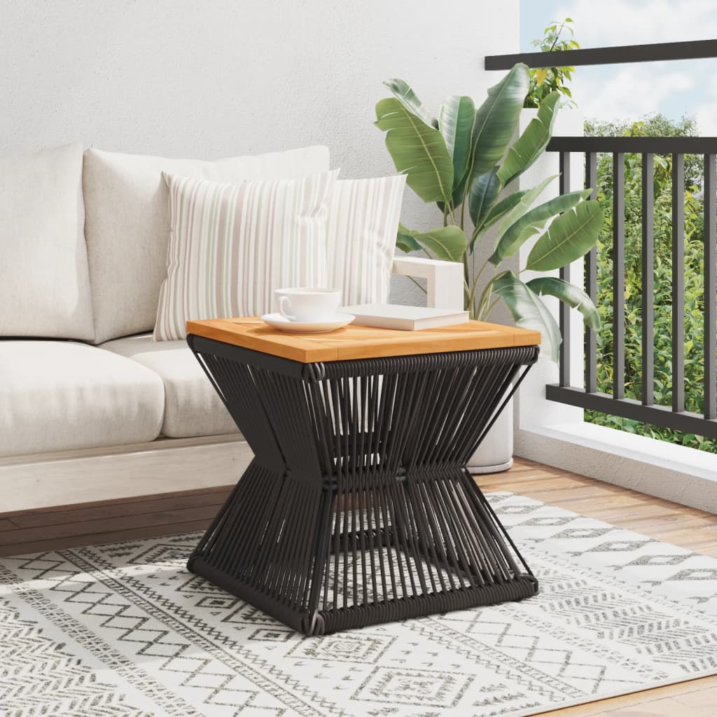 Couchtisch Mit Drahtgestell Schwarz 38X38X38 Cm Akazienholz