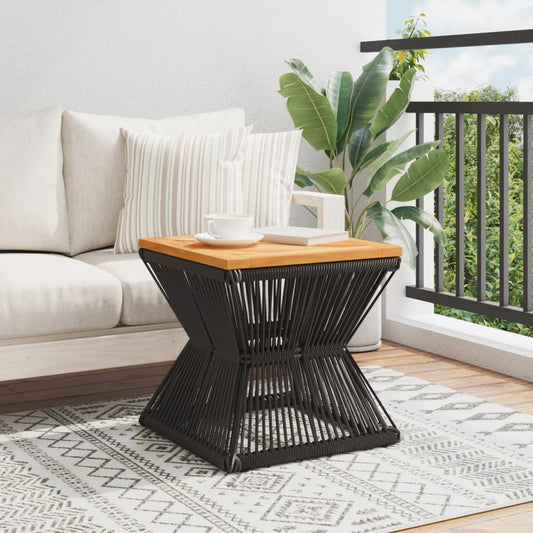 Couchtisch Mit Drahtgestell Schwarz 38X38X38 Cm Akazienholz