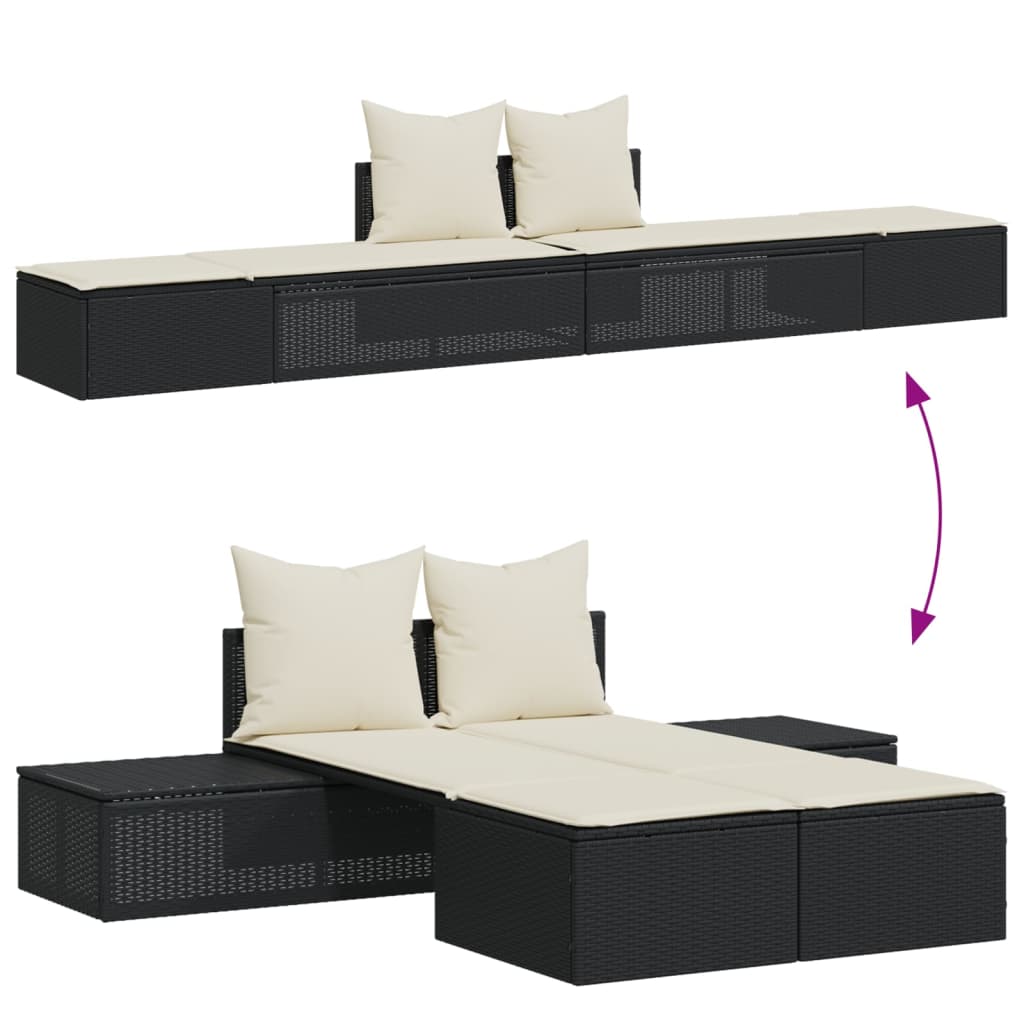 Doppel-Sonnenliege Mit Kissen Poly Rattan