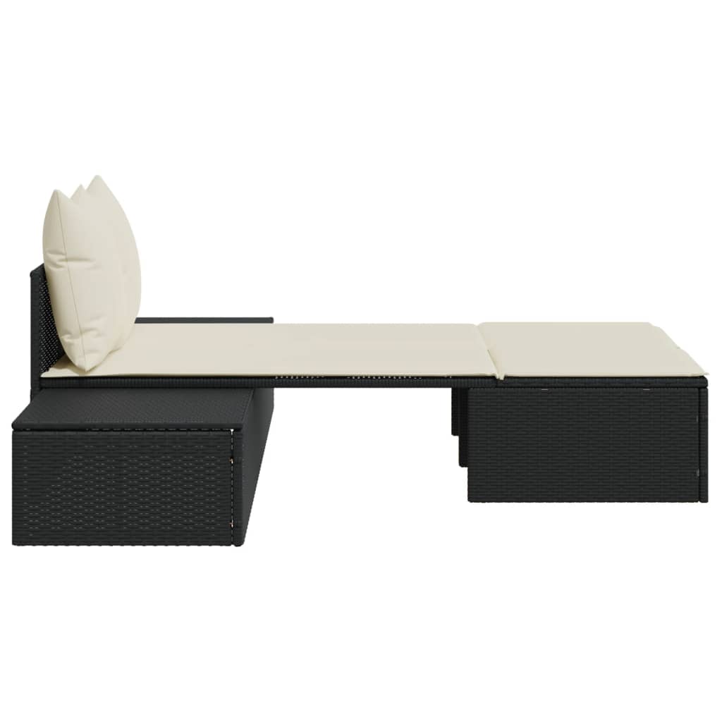 Doppel-Sonnenliege Mit Kissen Poly Rattan
