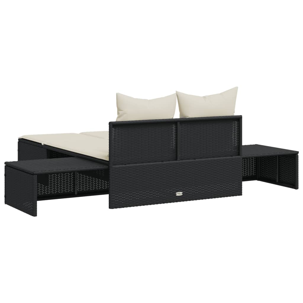 Doppel-Sonnenliege Mit Kissen Poly Rattan