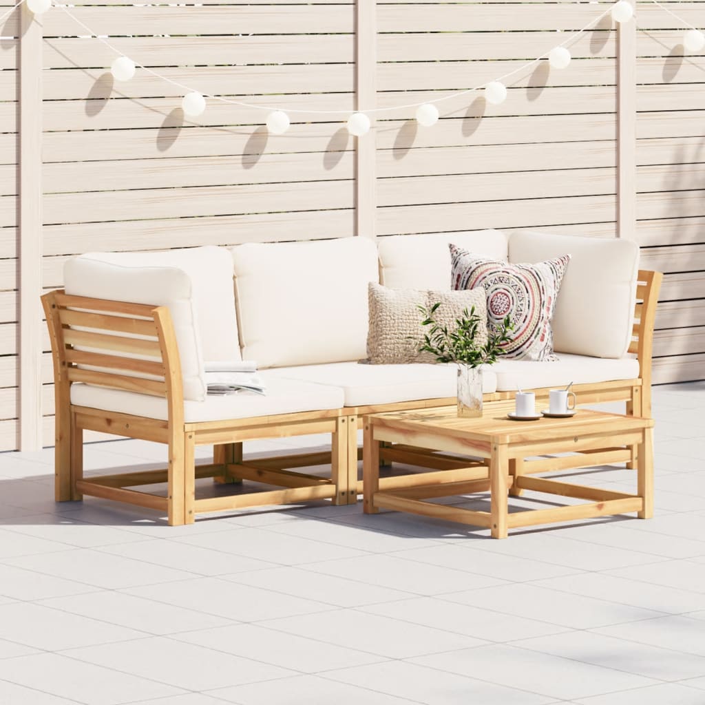 3-Tlg. Garten-Lounge-Set Mit Kissen Massivholz Akazie