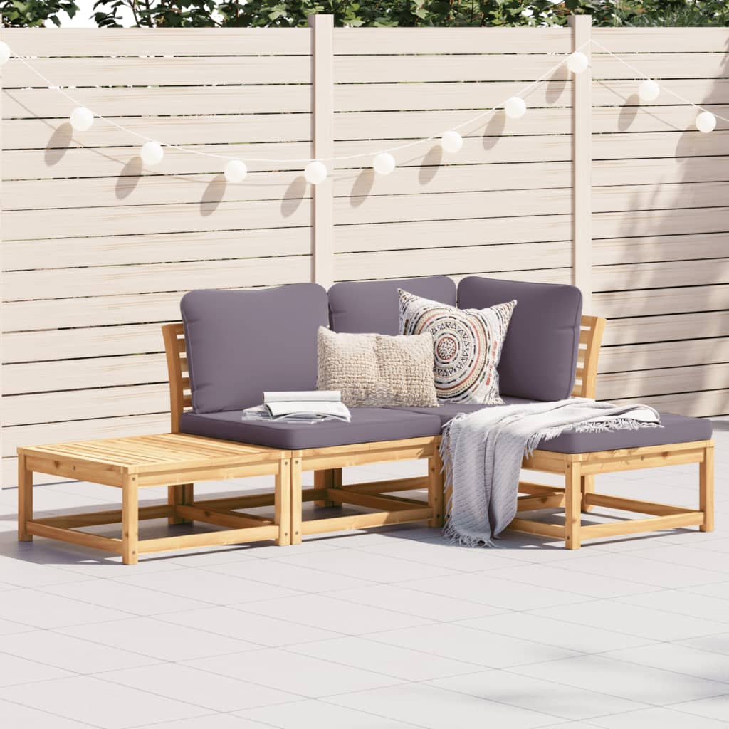 3-Tlg. Garten-Lounge-Set Mit Kissen Massivholz Akazie