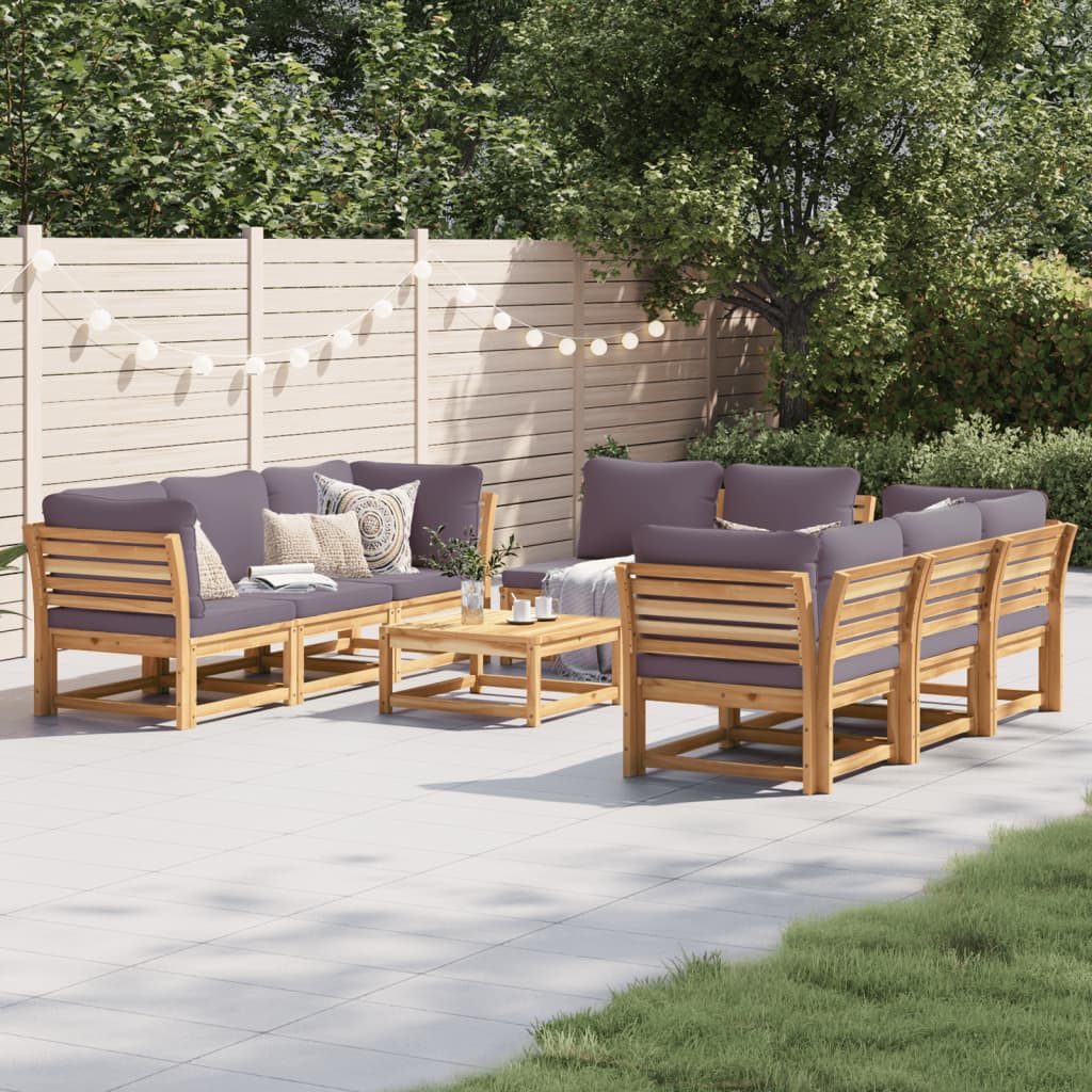 3-Tlg. Garten-Lounge-Set Mit Kissen Massivholz Akazie