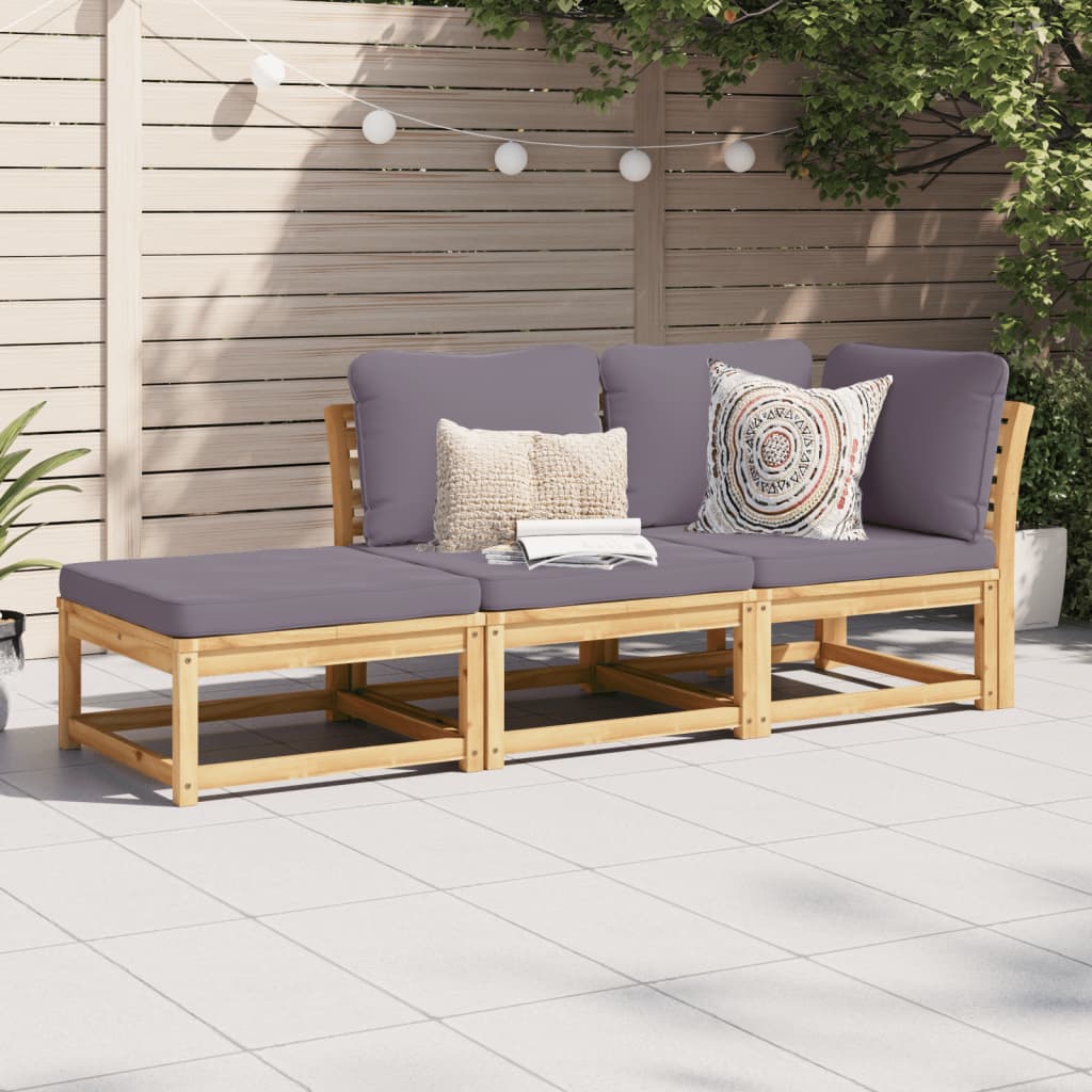 3-Tlg. Garten-Lounge-Set Mit Kissen Massivholz Akazie