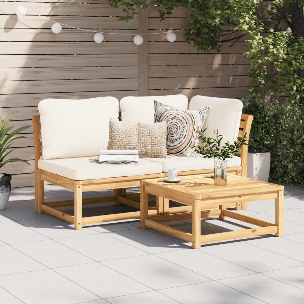 2-Tlg. Garten-Lounge-Set Mit Kissen Massivholz Akazie